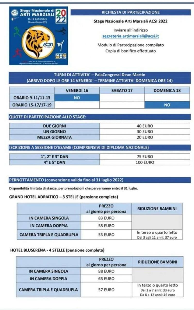 Stage Nazione di Arti Marziali 2022